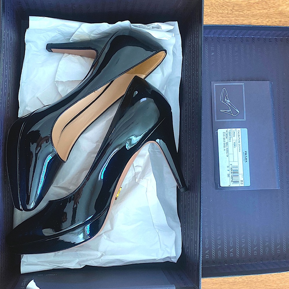 Black Prada pumps size 5.5 from Neimans Beverly Hills. Goes with everything.